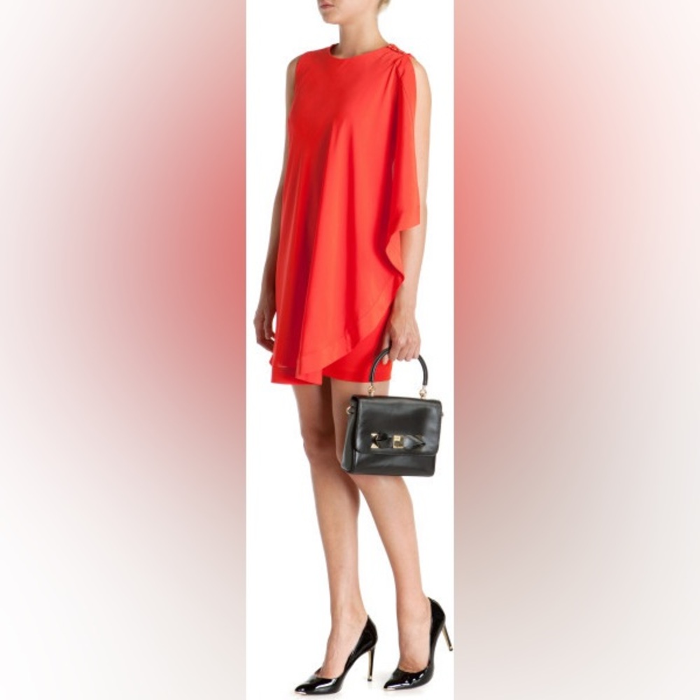 Ted Baker London Asymmetrical Coral-Red Sleeveless Shift Dress